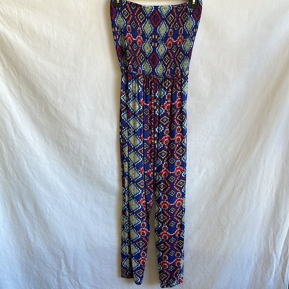 Sans Souci vibrant print rayon jumpsuit, size L - Picture 4 of 10